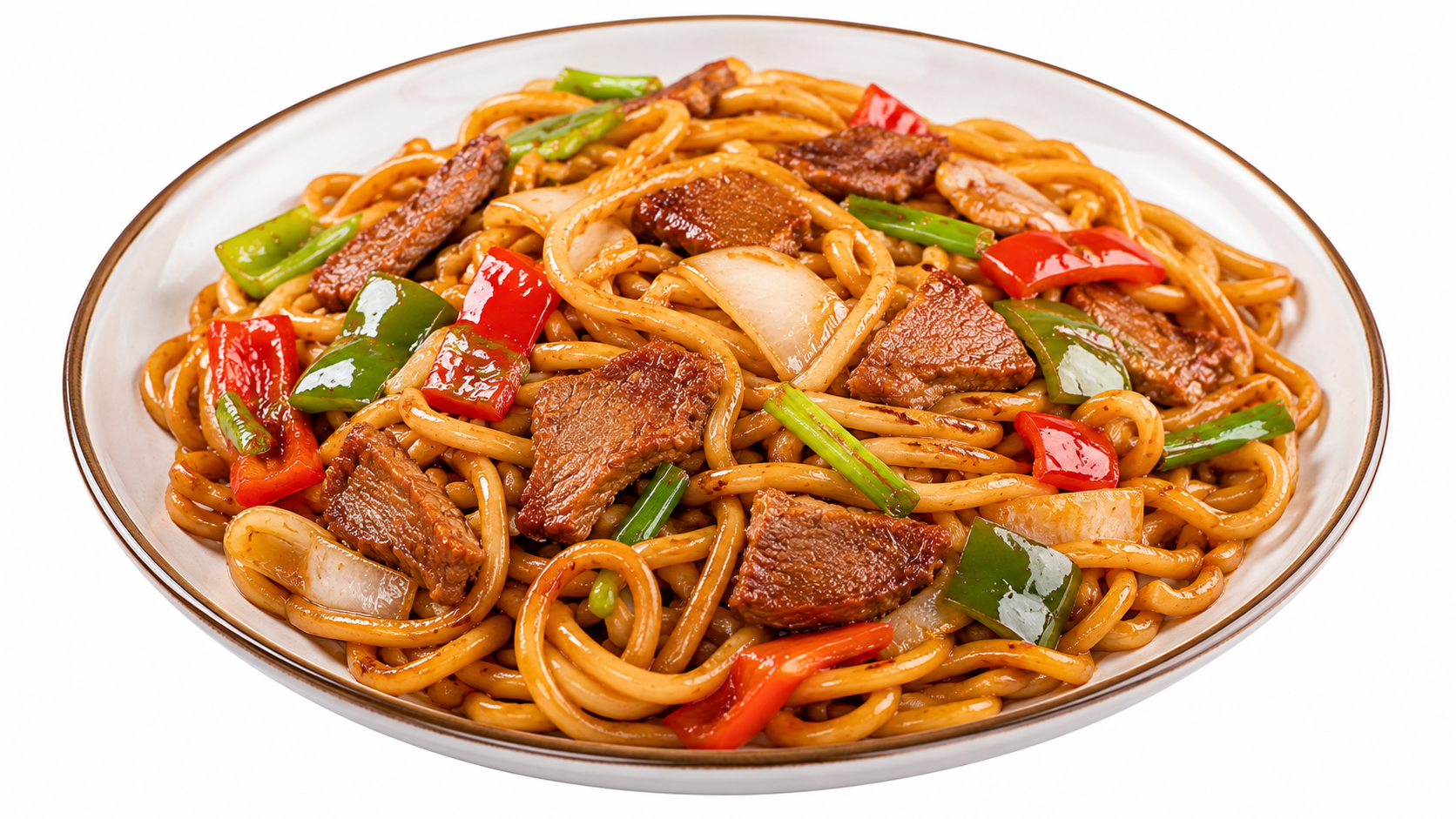   过油肉炒面    Stir-Fried Noodles with Beef   Жареный лагман с говядиной